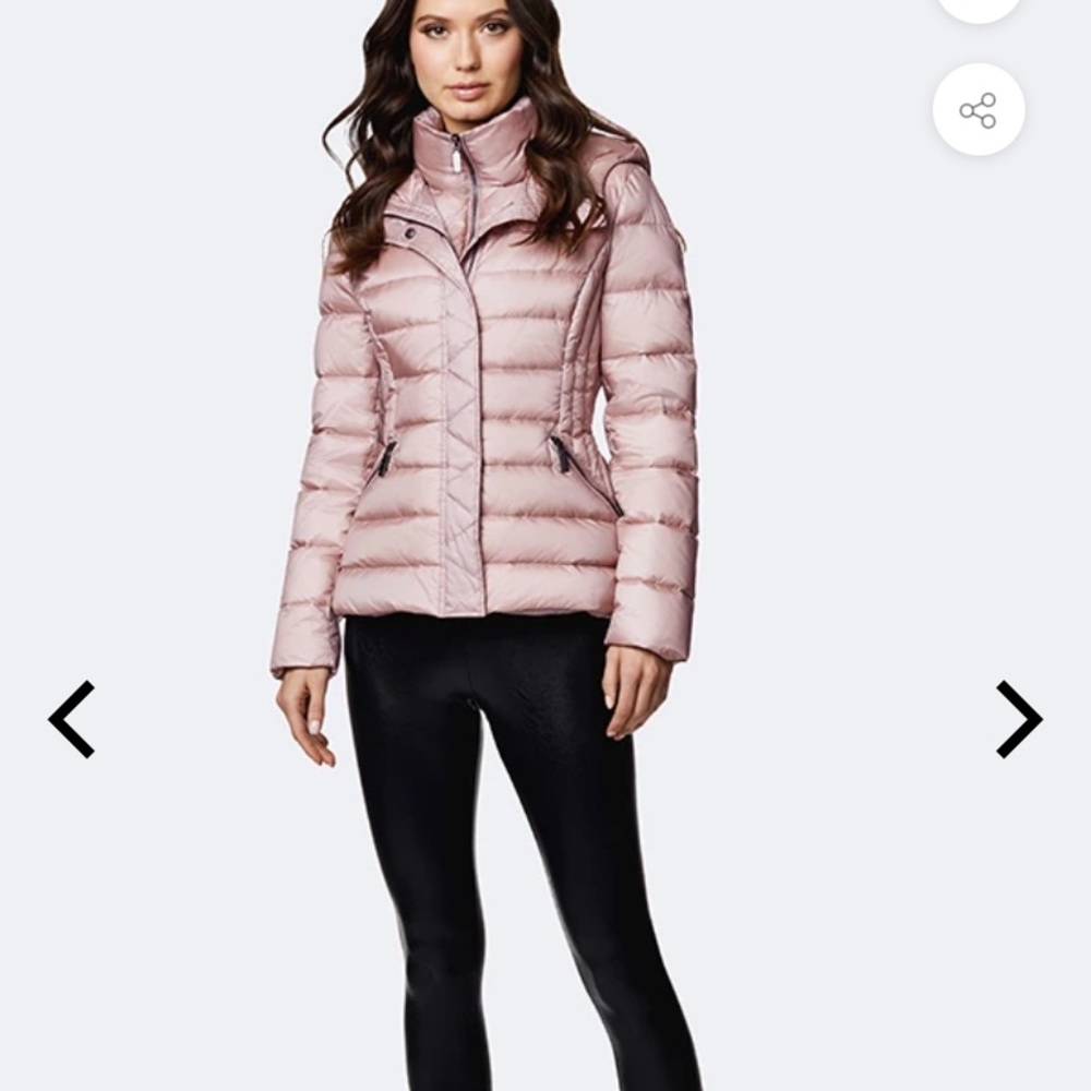 Pink champagne winter puffer coat
